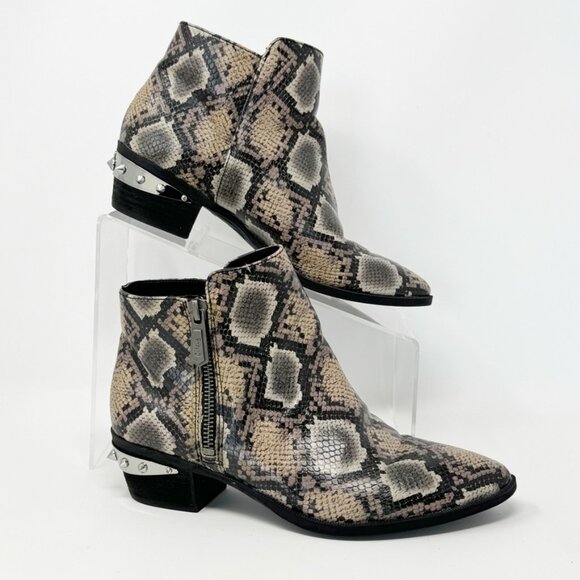 Circus Sam Edelman Women Reptile Faux Leather Studded Heel Zip Bootie Size 6.5 - Picture 1 of 15